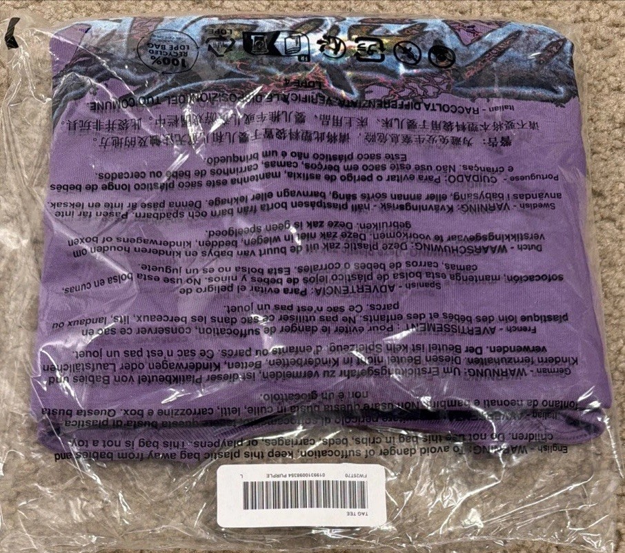NWT Supreme Tag Tee Shirt Purple FW25 Size Men’s Large FREE SHIPPING!