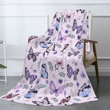Butterflies Blanket Throw - Soft Warm Flannel Blanket for Women  Men, Lightw...