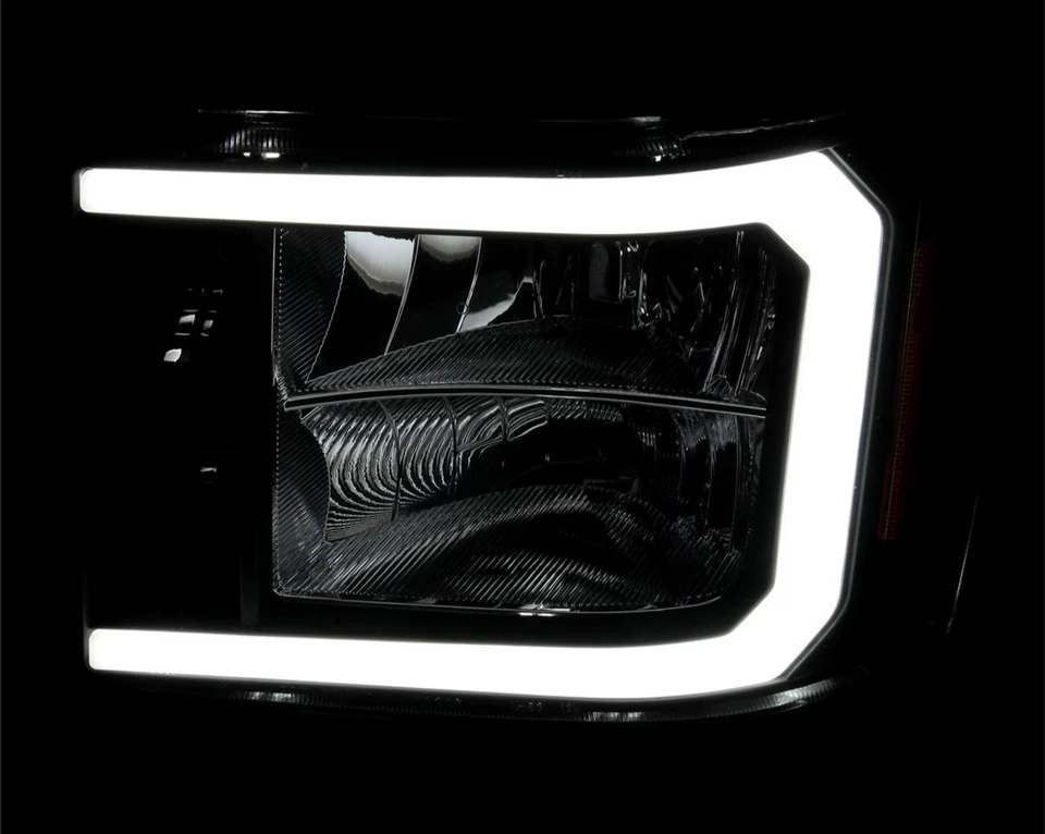 Farol estilo St 07-14 GMC Sierra 15001500HD 2500HD 3500HD contorno de LED C preto - Imagem 2 de 4