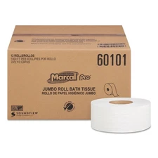 Marcal PRO 60101 2 Ply 3.3" x 1000' Recycled Bathroom Tissues - WHT (12/CT) New