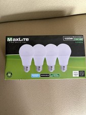 MaxLite E15A19D50/4P A19 100W Daylight 5000K Dimmable LED Bulbs - 4 Pack