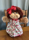 1980s Cabbage Patch Kid Puppy Dog Koosa Blue Eyes Freckles Cherry Dress Koosas
