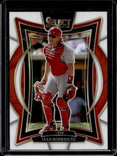 2025 Panini Select Ivan Rodriguez Concourse White Prizm #/99 Rangers