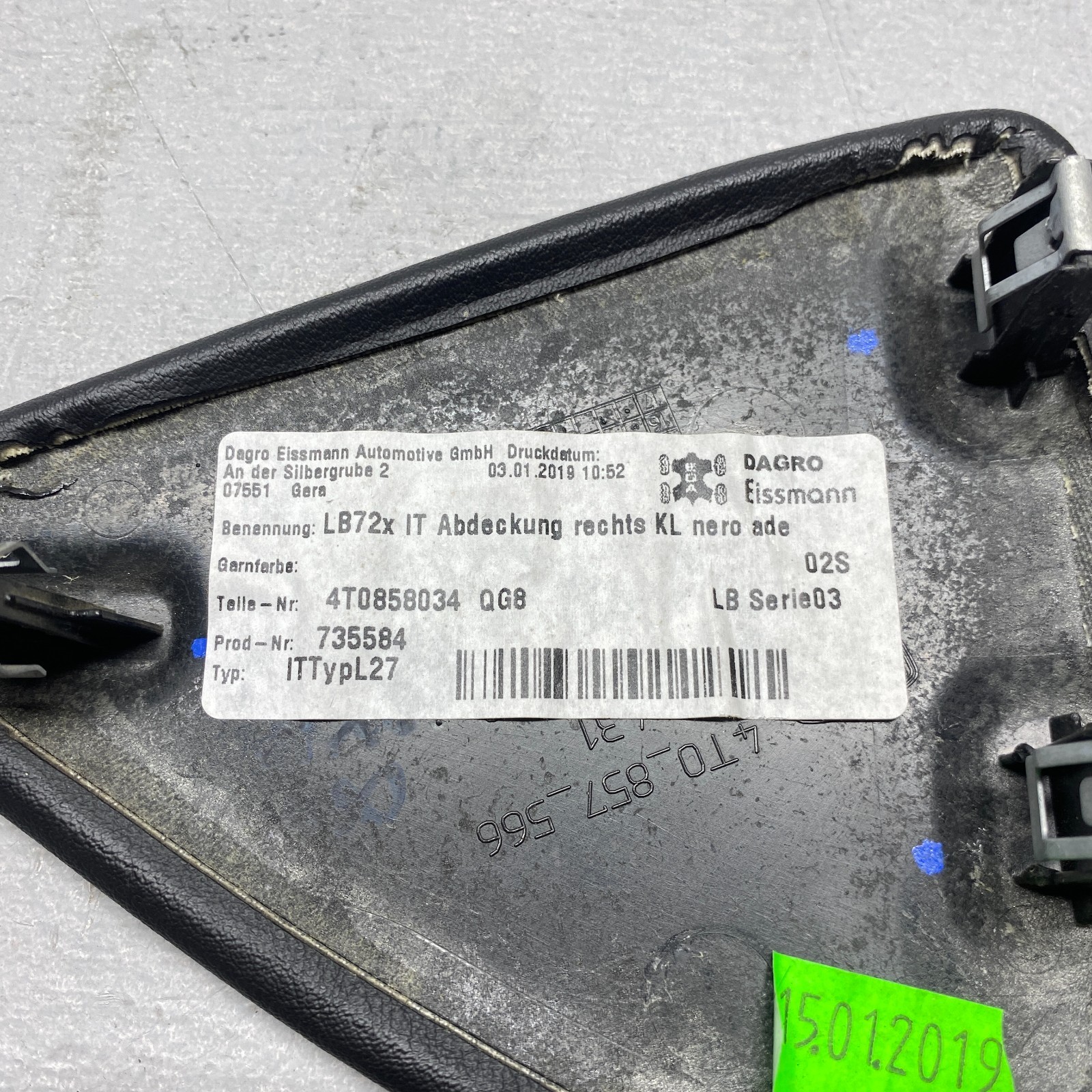 2019 Lamborghini Huracan LP580-2 Right Dash End Trim Leather 4T0858034