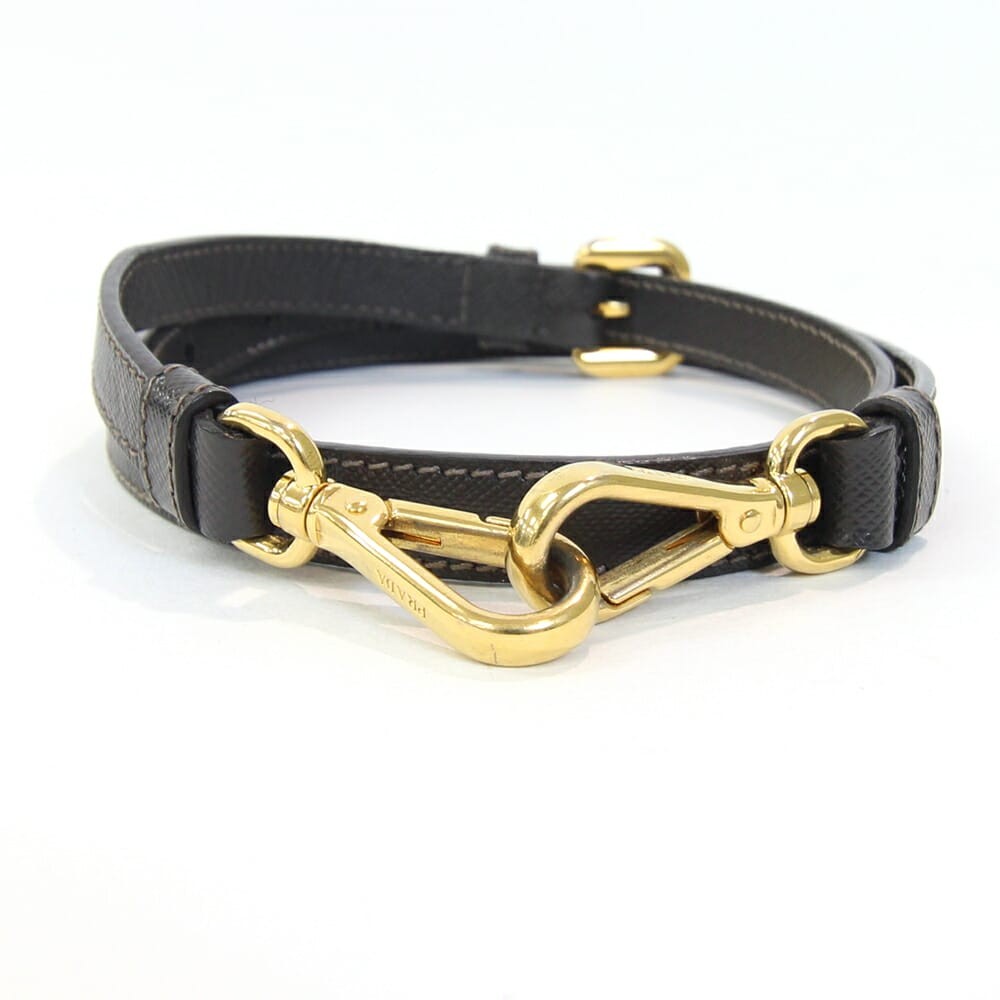 Vintage Prada Dark Brown Leather Crossbody Bag with Gold Hardware Shoulder Strap