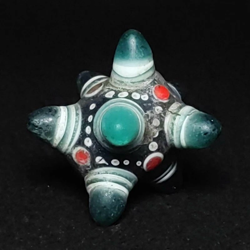 Antiguo collar colgante de cuentas de esmalte de colores chinos precioso ojo colección Foto 3 de 4