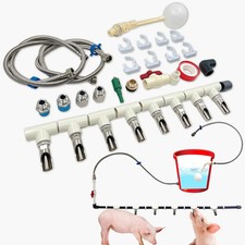 Pig Waterer System with 8 Pig Water Nipples, Automatic Pig Nipple Waterer Kit wi