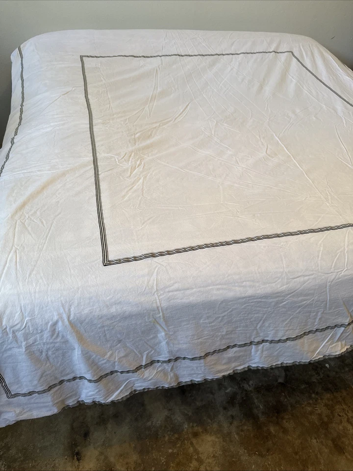 Hotel Collection Duvet Cover Full Queen White Cotton Luxury Minimalist Bedding - Image 4 of 4