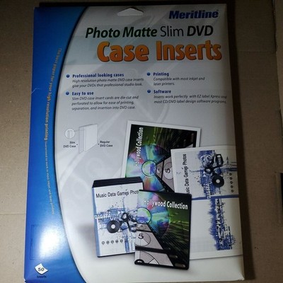 Photo Matte GAME DVD SLIM Case Inserts Quality Inkjet Laser 50 ct Meritline NEW!