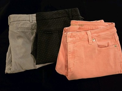 Michael Kors Izzy Cropped Skinny Coral Jeans KENAR Lila Rose casual dress pants