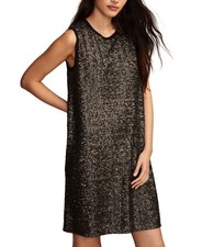 Lucky Brand Women's Sequin Shift Back zip Mini Dress Black Size XS $119 SALE
