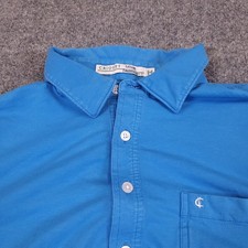Criquet Players Golf Polo Shirt Men Blue Medium Pima Cotton Stretch 4 Button