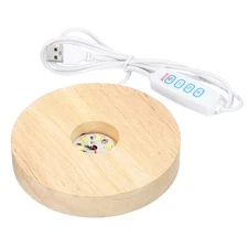 LED Light Round Wooden 4.72" 3-Colors Dimmable Display Base Stand Wood