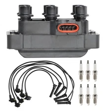 Set of 1 Ignition Coil Pack and 6 Spark Plugs with Wire Set 2001-2011 Compati...