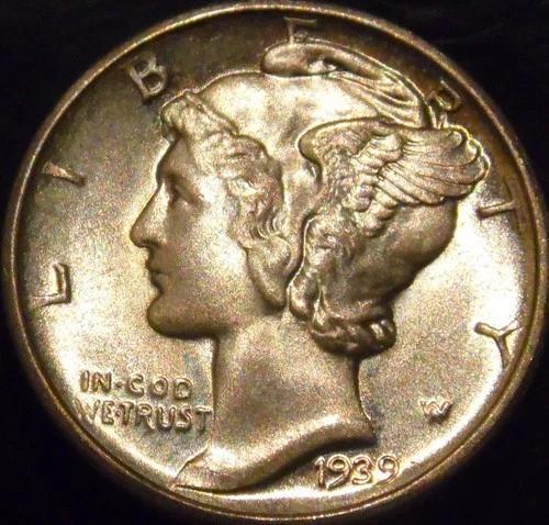 1939-D Mercury Dime Gem BU Uncirculated Full Bands