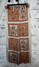 Rachel Zoe Size M Silky Satin Boho Pant Wide Leg Palazzo Orange Cream Bandana