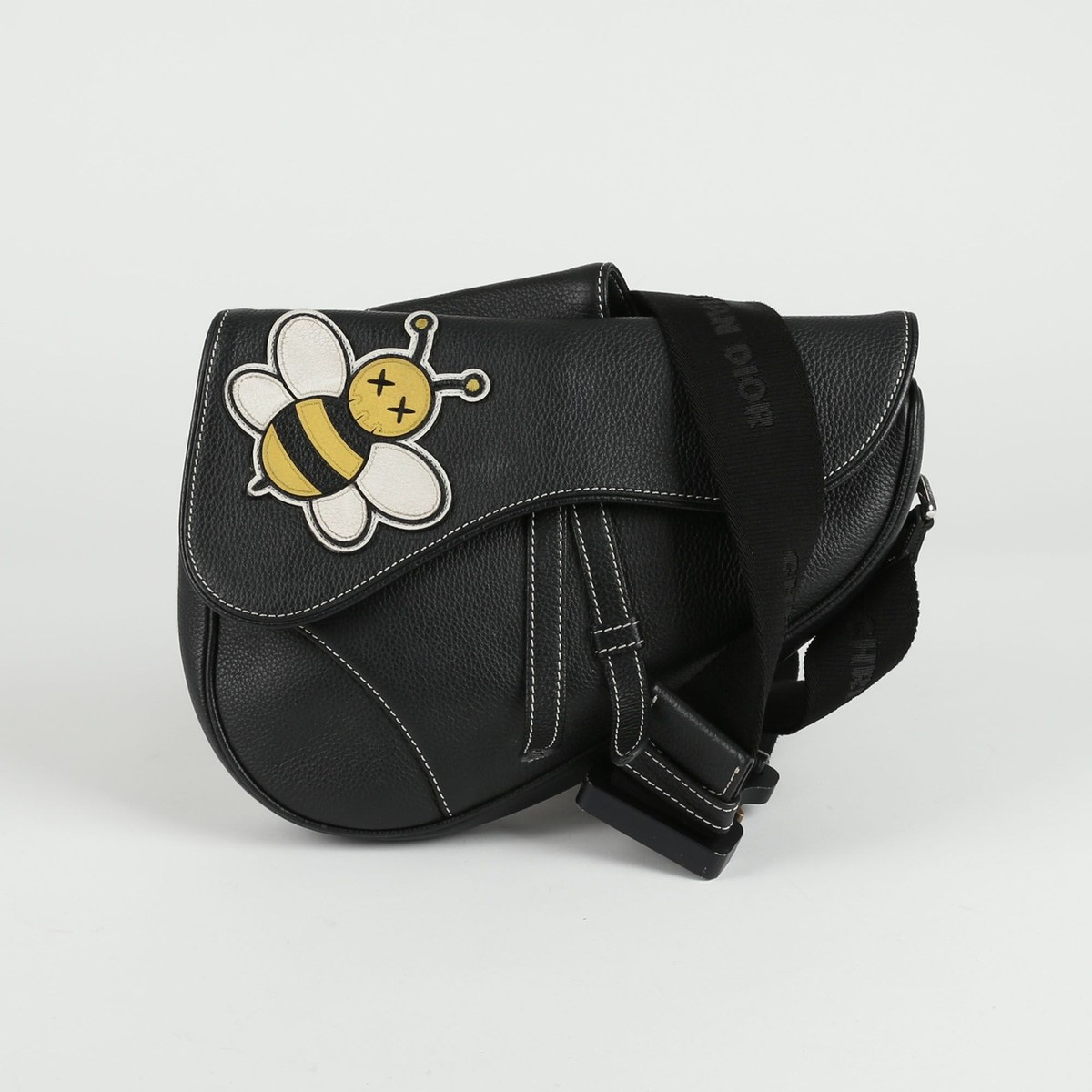 Christian Dior ブラック ベルト Belt Black Dior Oblique Jacquard and Black Grained Calfskin