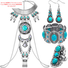 4 Pcs Boho Turquoise Jewelry Set 46 cm/ 18.11 7 2.76 inches, Blue