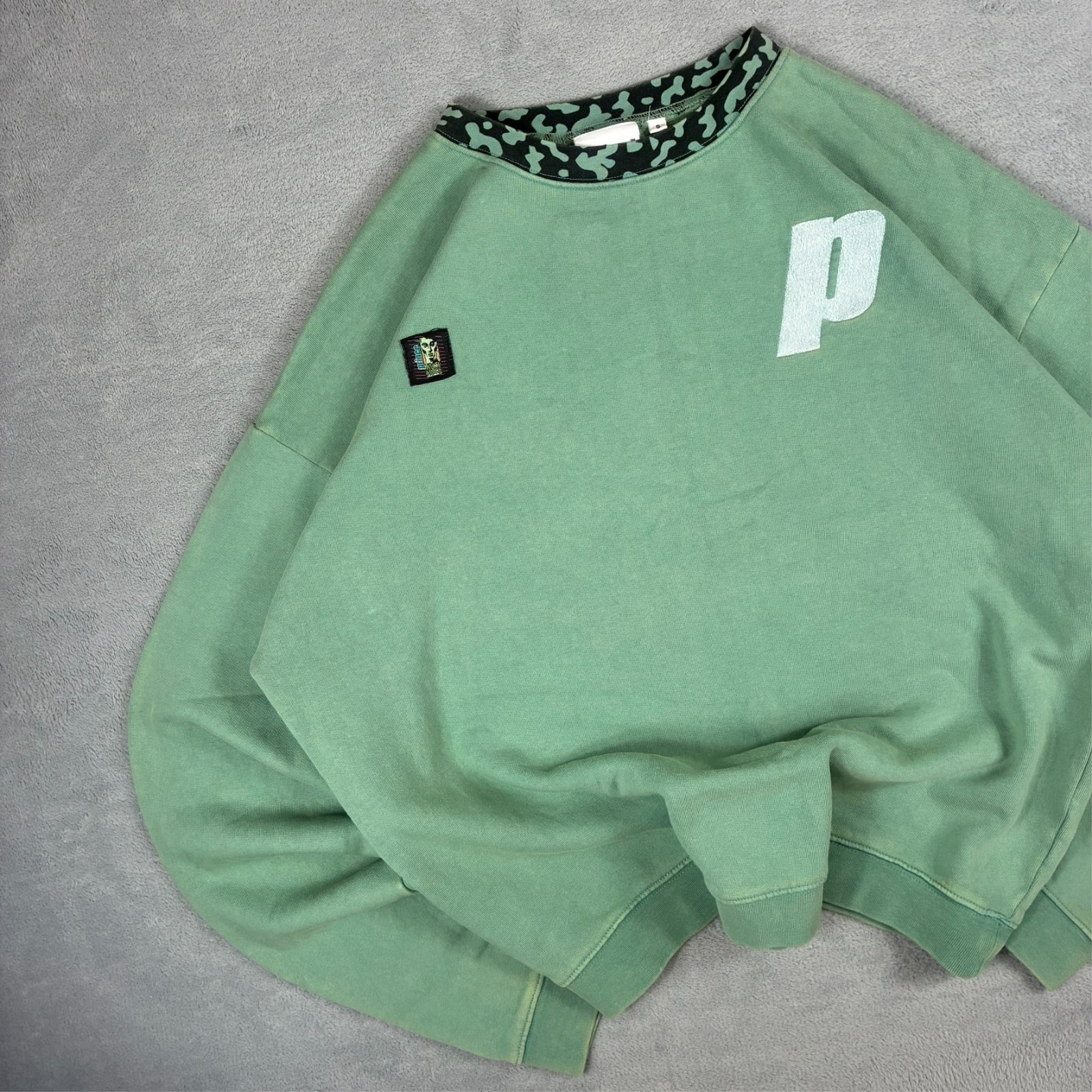 Vintage Prince Tennis Green Contrast Neck Heavyweight Oversized Small Sweatshirt image 2