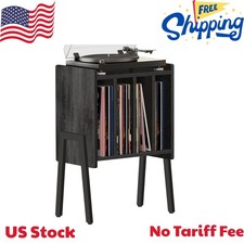 End Table with Vinyl Holder Display Shelf, Record Player Stand, Record Storage T