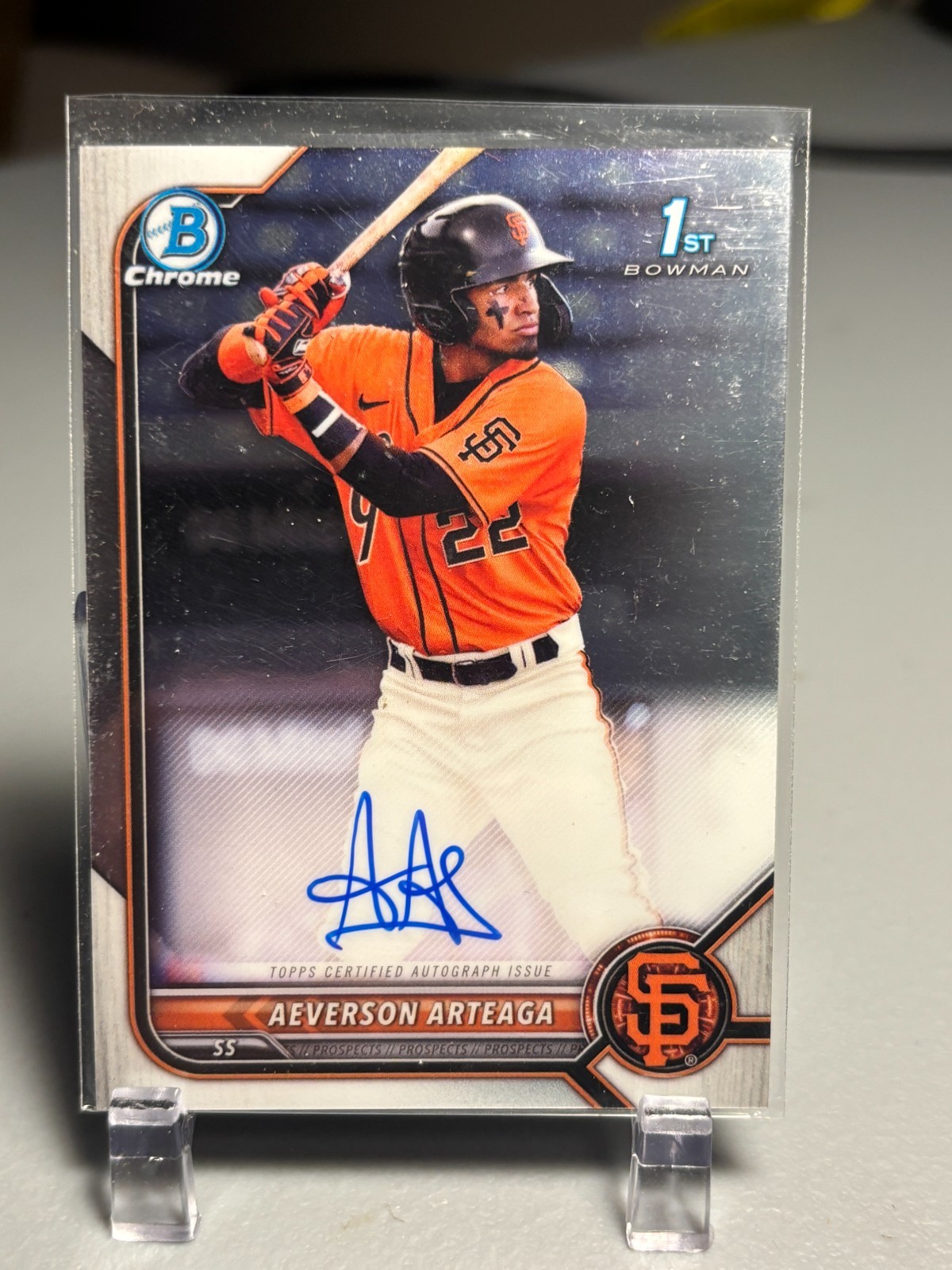 2022 1st Bowman Chrome Prospect Auto Aeverson Arteaga Auto RC #CPA-AA Giants