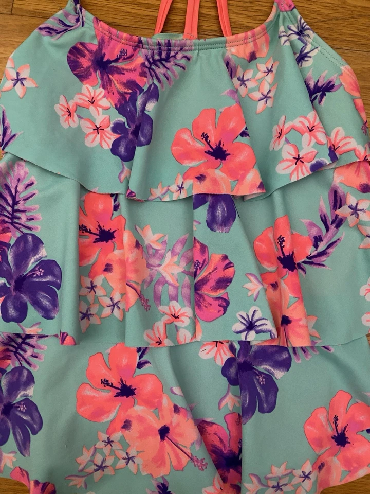 Топ танкини для девочек Justice яркий цветочный размер 10 б/у в отличном состоянии - Изображение 2 из 4