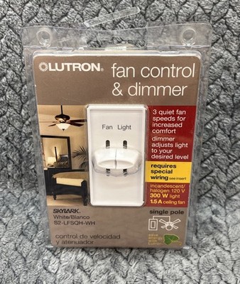 Lutron Fan Control & Dimmer - White S2-LFSQH-WH - Brand NEW & Sealed!