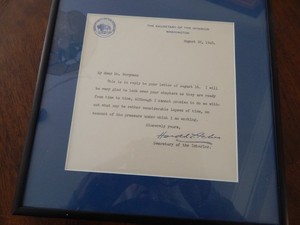 HAROLD ICKES, SEC. OF INTERIOR, 1940, LETTER TYPED