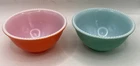 VTG Set Of 2 McKee Beaded Edge Milk Glass Red/Orange & Turquoise Cereal Bowls
