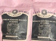 2 Pk Vital Source Nutrition Premium Feminine pH Balance Flora 60 GF Gummies 4/26