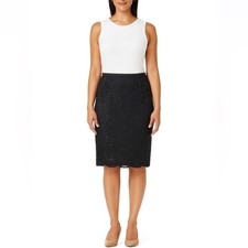 Norton McNaughton, All-LaceLined Midi Skirt Washable Black Size 12