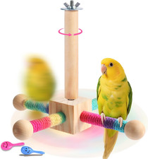 Bird Perch Toy Parakeets Toy for Small  Medium Parrots - 360  Spinning Stand...