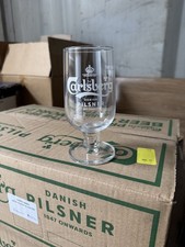 2 x Carlsberg Half Pint Beer Glasses Nucleated 10oz Brand New