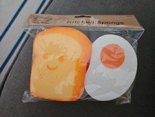 Kitchen Sponge Set of 4 Eggs & Toast NIP