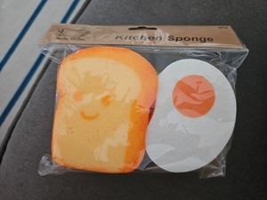 Kitchen Sponge Set of 4 Eggs & Toast NIP