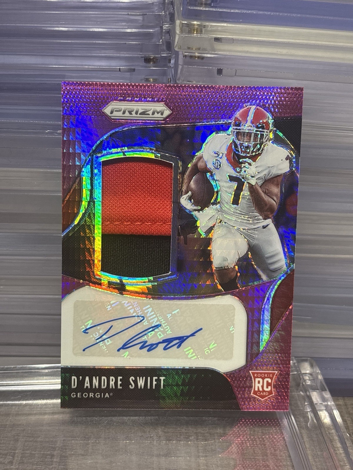 D'Andre Swift Panini Chronicles Draft Picks Prizm Patch Autographs #14 Base