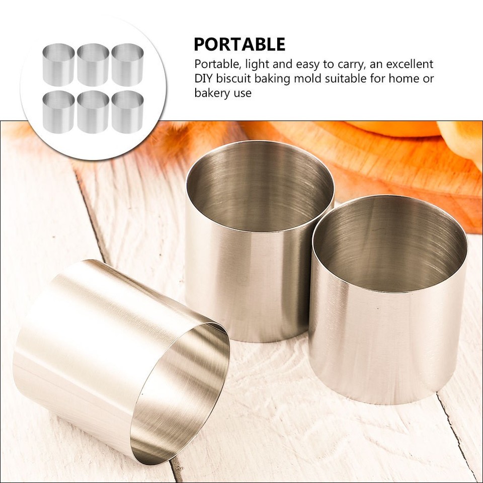 6 Pcs Stainless Steel Cake Cutter Round Baking Mold Cookie Shaper ...
