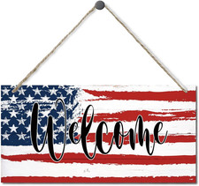 Welcome Decor Sign, Hanging Wood Sign Home Decorative, Printed Wood Wall Art Sig