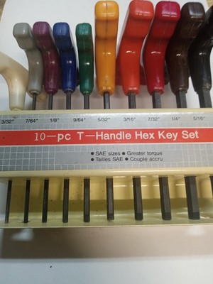 10 PC T-HANDLE HEX KEY SET With Stand Workshop Tools SAE Harbor Freight