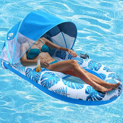 COOLCOOLDEE Pool Lounge Float with Canopy Upf50+,Extra Large Pool Floats for Adu