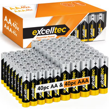 80 Excelltec AA AAA Batteries | 1000mAh 1.5v Heavy Duty Battery Long Expiry Life 0.19 per battery