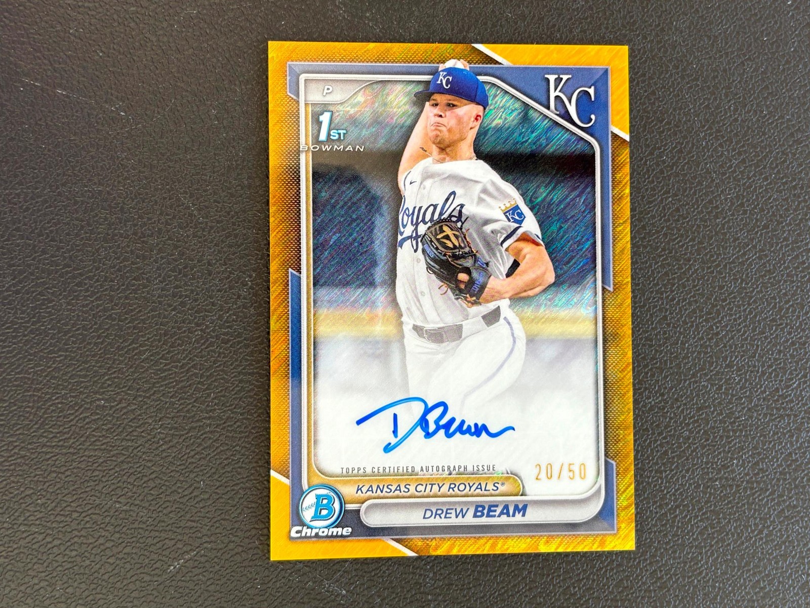 Drew Beam 2024 Bowman Chrome 1st GOLD Auto Autograph KC Royals 20/50 C94