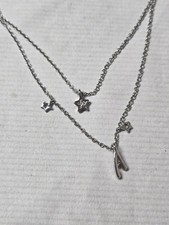 Multistranded A initial star charm chain necklace