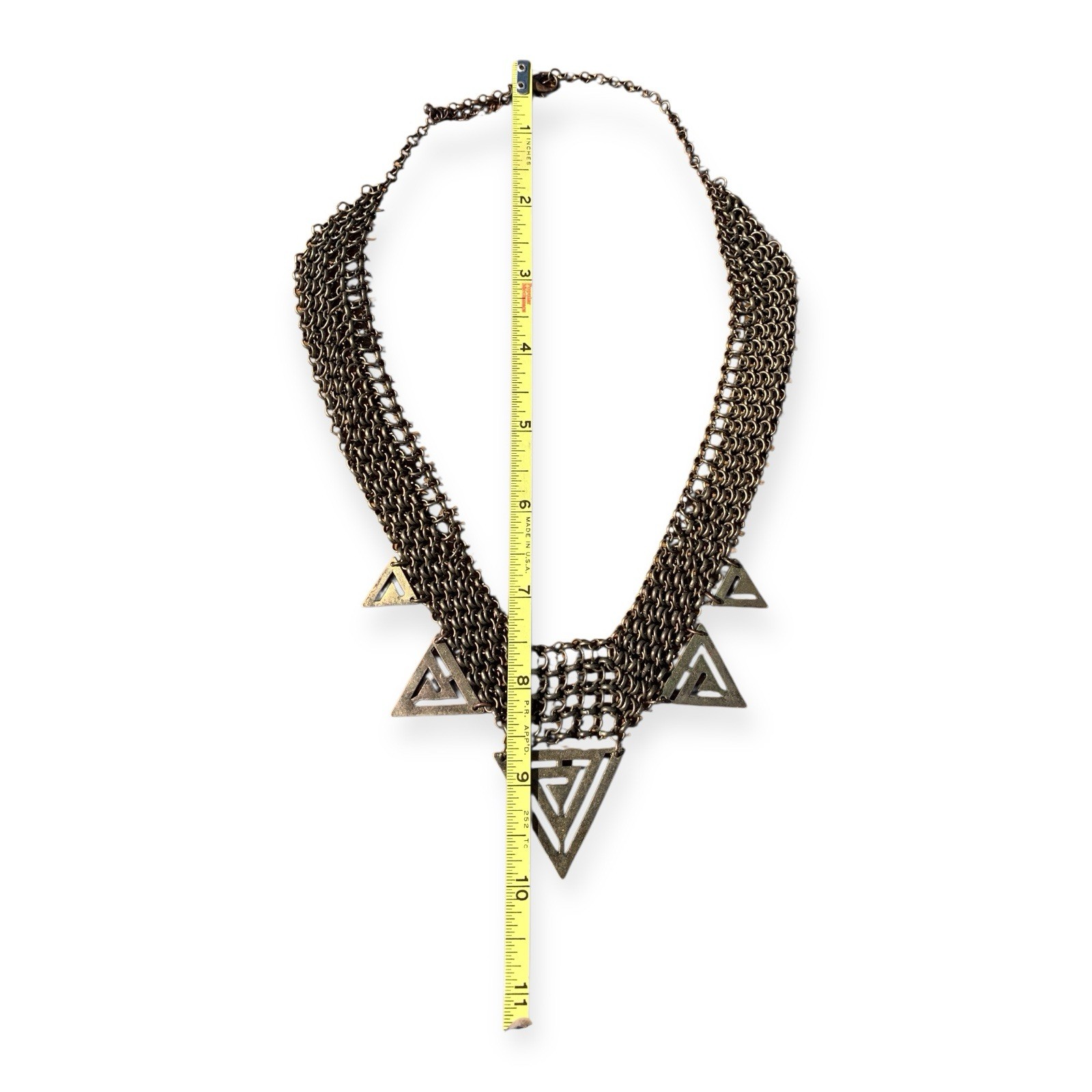 Tribal Geometric Triangle Statement Necklace Gunm… - image 4