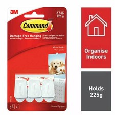 3M COMMAND WHITE MICRO HOOKS PACK 3 WITH 4 STRIPS 2.00 per strip