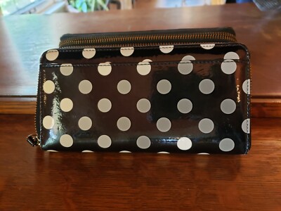 Vintage  Kate Spade Caramel Leather strap, black background with white polkadots kate spade | Bags | Kate Spade Small Black And White Polka  main image 2