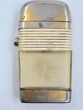 Vintage Scripto VU - Lighter Gold Silver Tone Sun Star ? Design 