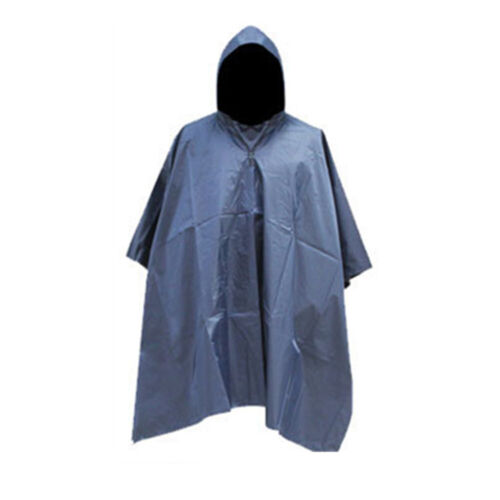 Navyblue Waterproof Long Raincoat Rain Coat Hooded Trench Jacket Outdoor Hiking