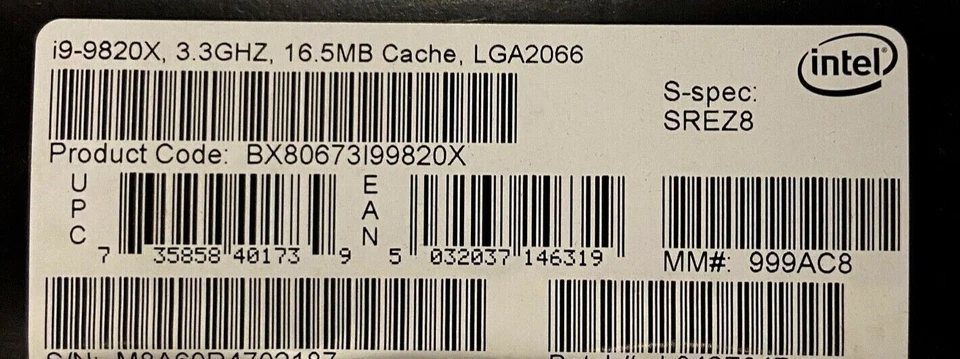 Intel BX80673I99820X SREZ8 Core i9-9820X X-series Processor 16.5M Cache NEW - Image 2 of 2