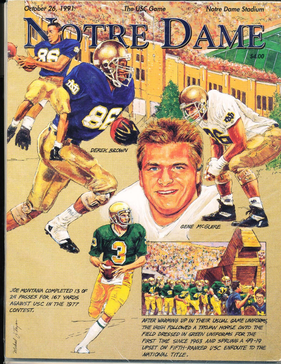 10/26 1991 USC vs Notre Dame Football program bx47 Joe Montana - Main Image